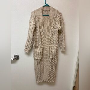 Unbranded Full Length Cabled Open Cardigan Sweater Coat (M)
